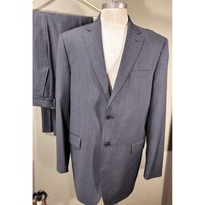 Ermenegildo Zegna Traveller Wool Silk 2pc Suit Mens 44R Gray Stripe Cuffed 39x32